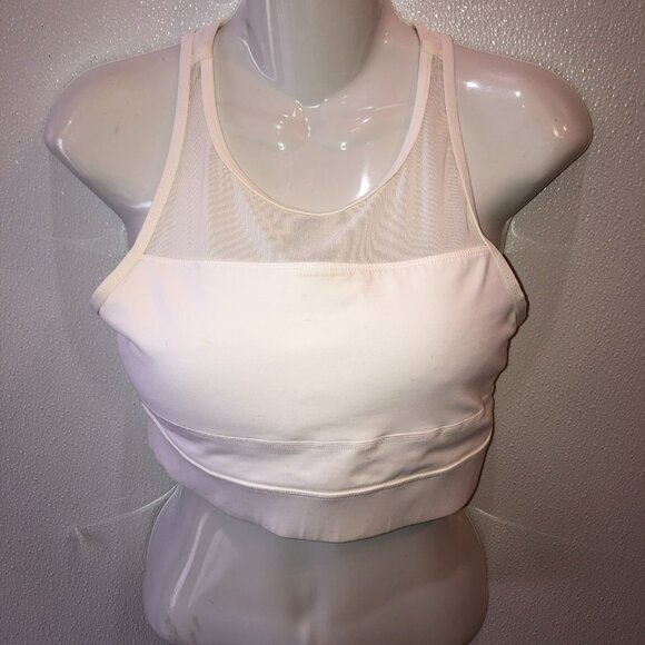 Zyia Active Womens Large White One More Rep Zip Back Mesh Sports Bra Size L - Picture 1 of 8